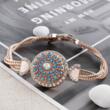 20MM round Rose-Gold Plated with blue rhinestone KC7569 snaps jewelry