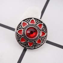 20MM round snap button Antique Silver Plated with red Rhinestone and Enamel KC9705 snap jewelry