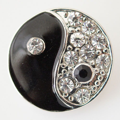 20MM Tai Chi snap Silver Plated with rhinestone and black Enamel KB6184 snaps jewelry