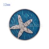 12MM sealife snap with Rhinestone and blue Enamel KS5135-S interchangeable snaps jewelry