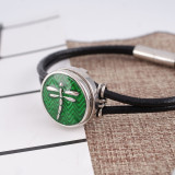 20MM Dragonfly snap Silver Plated with green Enamel KB7717 snaps jewelry