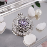 20MM Loveheart snap Antique Silver Plated with purple rhinestone KB5308 snaps jewelry