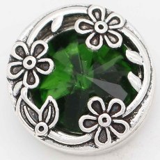 20MM design snap Silver Plated with green rhinestone KC6736 snaps jewelry