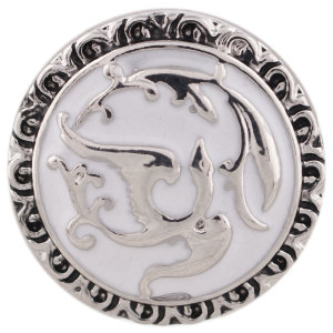 20MM design round snap silver plated with white Enamel KC7357 Phoenix bird