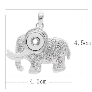 Elephant snap sliver Pendant with rhinestones fit 12MM snaps style jewelry KS0362-S