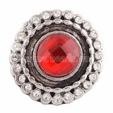 18MM Round snap Silver Plated with red and clear  Rhinestone KC9639 snaps jewelry