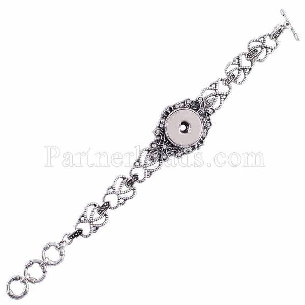 1 buttons snaps silver plated bracelet with Rhinestones fit snaps chunks