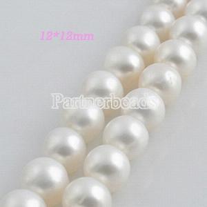 12*12mm freshwater round pearl beads white