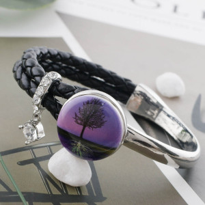 20MM tree Painted purple enamel metal C5402 print snaps jewelry