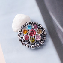 20MM flower snaps Antique Silver Plated with  Multicolor rhinestone KB6939 Multicolor