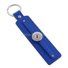 Deep blue leater Keychain Removable buttons fit snaps chunks KC1105 Snaps Jewelry