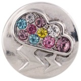 20MM lightning snap silver plated with colorful Rhinestone KC5489 Multicolor