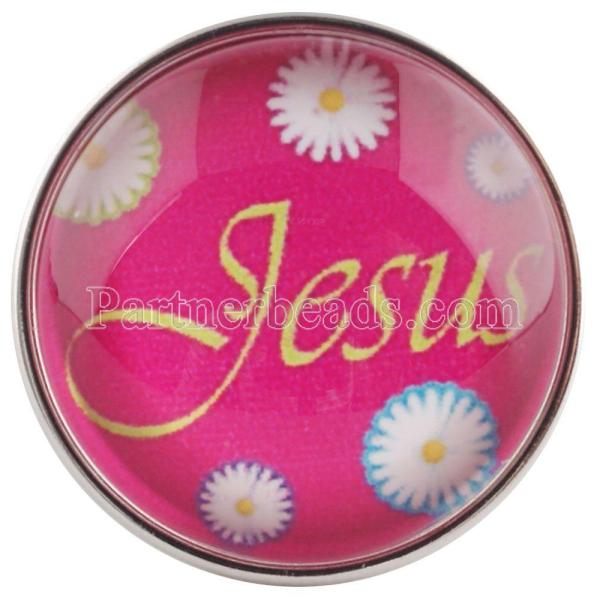 20MM snaps rose glass of Jesus love me C0556  rose-red