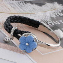 20MM Flower snap Silver Plated with blue Acrylic and rhinestone KC9779 snaps jewelry