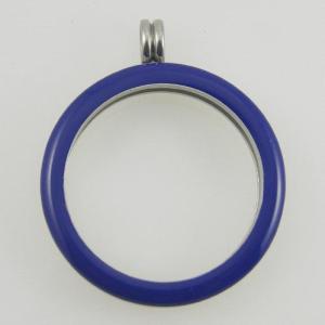 33MM Coin locket with Screw  Enamel cap deep blue color