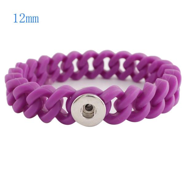 1 snap button bracelet with 12mm width silicone stretch fit 12mm snaps