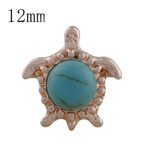 12MM Tortoise snap Rose Gold Plated with green Turquoise KS9691-S snaps jewelry