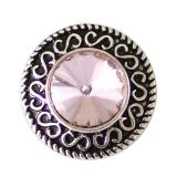 20MM Round snap Antique Silver Plated with pink rhinestone KB6900 snaps jewelry