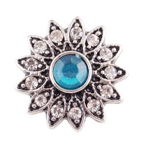 16MM snaps chunks  with clear and Cyan rhinestone interchangeable jewelry