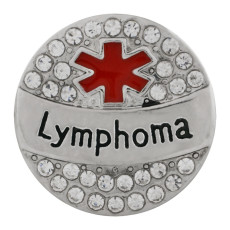 20MM Medical Alert lymphoma snap Silver Plated with white rhinestone and enamel KC9820 snaps jewelry