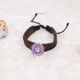 20MM flower snap with purple rhinestones  KC6945 snaps jewelry