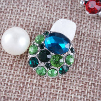 20MM Irregular snap  Antique Silver Plated with green rhinestones KB2186 snaps jewelry