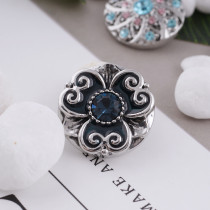 20MM round snap silver Antique plated with deep blue rhinestone and Enamel KC5297 snaps jewelry