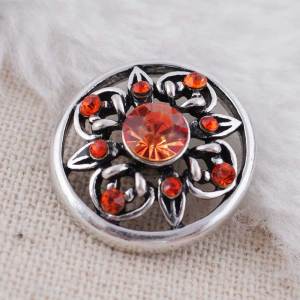 20MM design snap Antique Silver Plated with orange Rhinestone KC8732 snaps jewelry