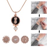 snap rose gold Pendant with rhinestone fit 20MM snaps style jewelry KC0399