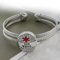 20MM Medical Alert see wallet snap Silver Plated with rhinestone and enamel KC9824 snaps jewelry