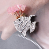 20MM fish snap Silver Plated with rhinestone KB7036 snaps jewelry