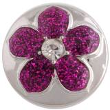 20MM flower snap Silver Plated with rose-red Enamel and Rhinestones KC8825 snaps jewelry