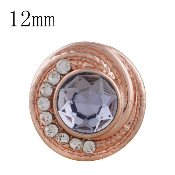 12MM round Rose Gold Plated with light purple rhinestone KS6284-S snaps jewelry