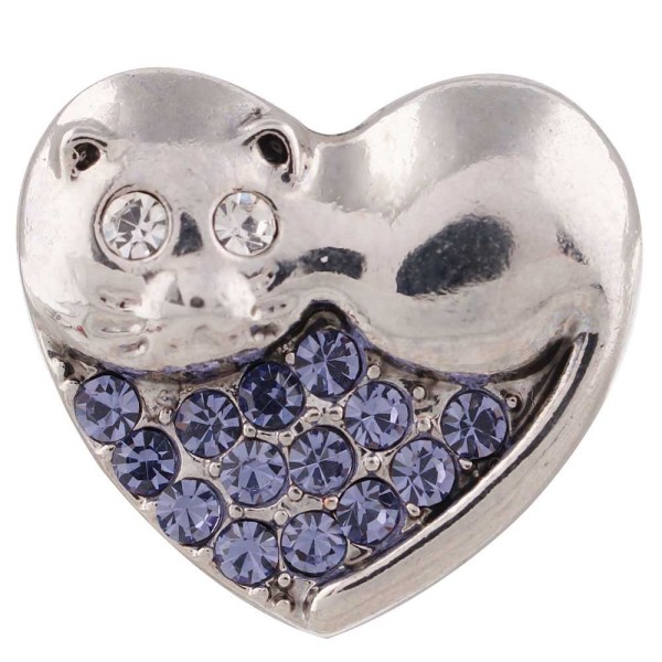 20MM cat snap silver plated with purple Rhinestone KC5519 snaps jewelry