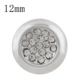 12MM circle sag snap sliver Plated with white rhinestone KS8086-S snap jewelry