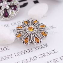 20MM design snap silver Antique plated with yellow rhinestone  KC5407 snaps jewelry