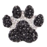 20MM Paws snap  Antique Silver Plated with black rhinestone KC7118 snaps jewelry