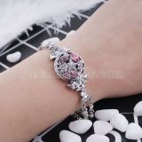 20MM sealife snap silver Antique plated with rose-red Rhinestone KC5464 snaps jewelry