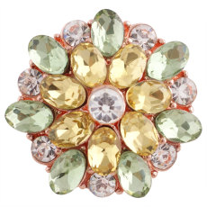 20MM desin snap Rose-Gold Plated with yelow and yellow Rhinestones KC7307 snaps jewelry