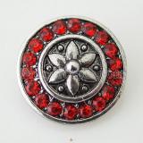 20MM Flower snap Silver Plated with rhinestones KB7420 snaps jewelry