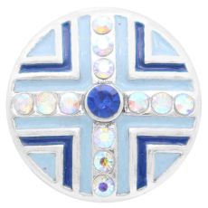 20MM round snap silver Plated with  Rhinestones and blue enamel KC7801 snaps jewerly