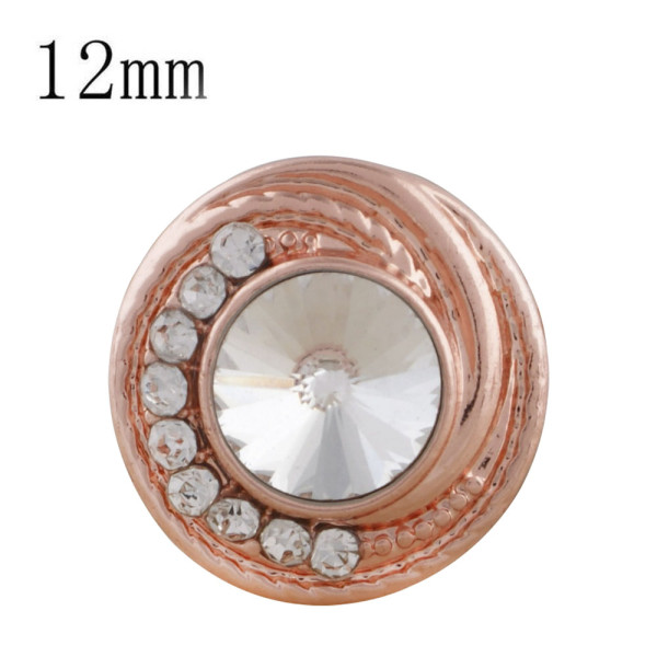 12MM round Rose Gold Plated with white rhinestone KS6286-S snaps jewelry