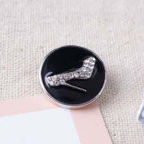 20MM high-heeled shoes snaps Silver Plated with black Enamel KB6881 snaps jewelry