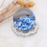 23MM Glossy Spherical opal blue Amber snap Silver Plated with Rhinestone KC7973 snaps jewelry