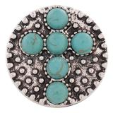 20MM Cross snap Silver Plated with cyan Turquoise KC8568 snaps jewelry