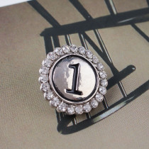 20MM NO.1 snap Silver Plated with  rhinestone KB7144 snaps jewelry