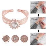 metal bangle Rose Gold fit 1 buttons snaps  bracelets  with Rhinestones fit snaps chunks