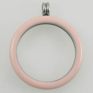 33MM Coin locket with Screw  Enamel cap pink color