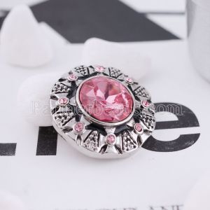 20MM design snap silver plated with pink Rhinestone KC5425 snaps jewelry