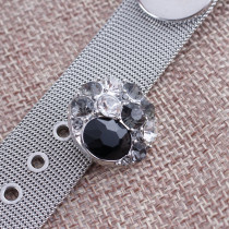 20MM Round snap Silver Plated with black rhinestones KB7585 interchangeable snaps jewelry
